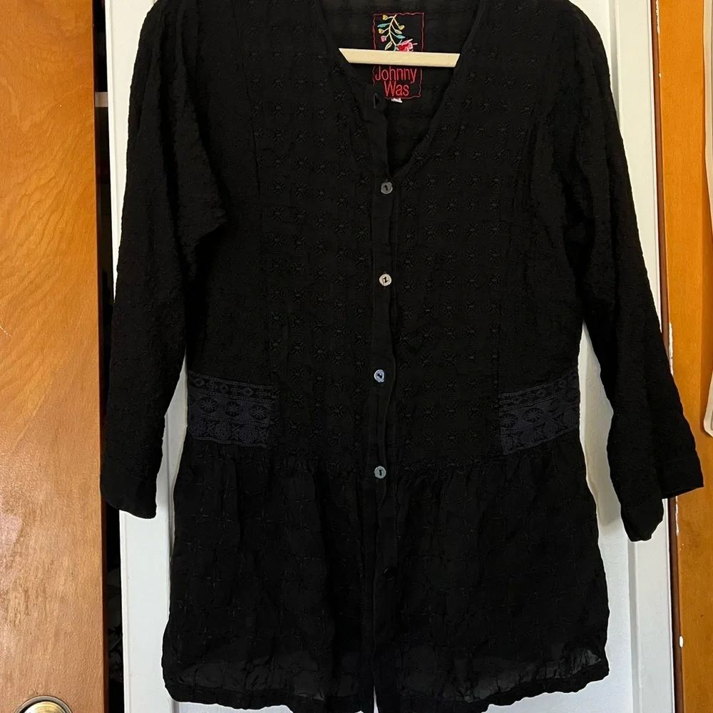 Johnny Was Embroidered Long Sleeve Button Shirt - Picture 2 of 5
